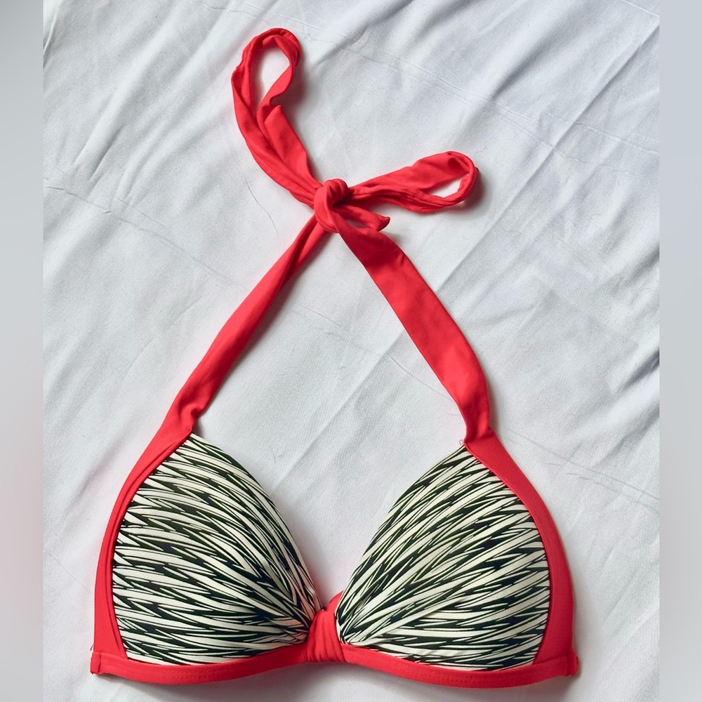 Red and Black Patterned Bikini Top